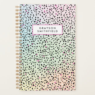 Agenda Impressão de leopardo em arco-íris pastel