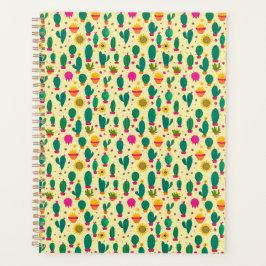 Agenda Impressão de Tecido amarelo Kawaii, padrão Cactus 