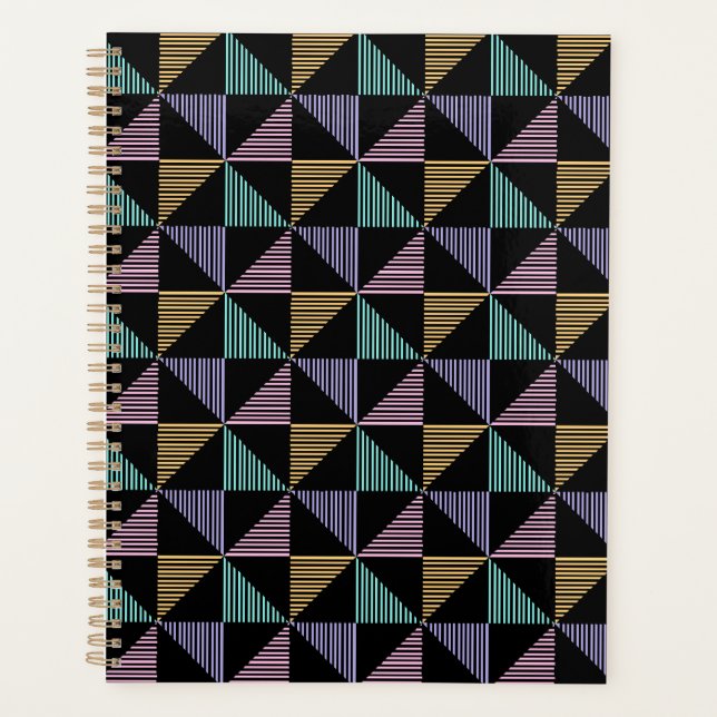 Agenda Impressão Geométrica Abstrata Elegante – Moderna e (Frente)