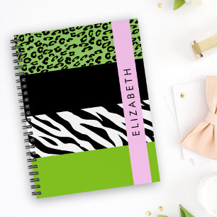 Agenda Impressão Leopardo, Impressão Zebra, Verde, Seu No