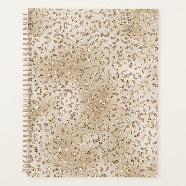 Agenda Impressão Leopardo Luminosa Dourada     (Frente)