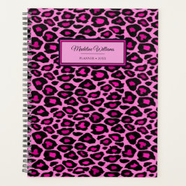 Agenda Impressão Leopardo Rosa e Preto | Personalizado