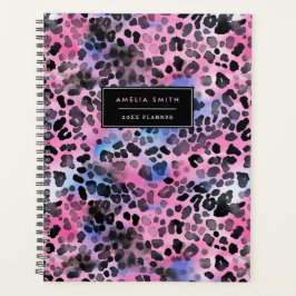 Agenda Impressão Leopardo Rosa - Placa de Adicionar Nome