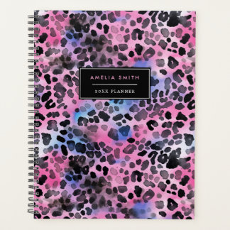 Agenda Impressão Leopardo Rosa - Placa de Adicionar Nome