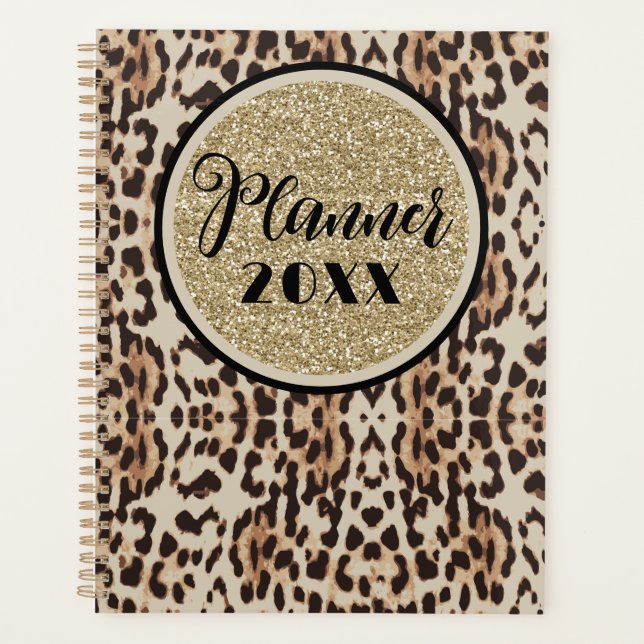 Agenda Impressão Leopardo Sparkle Dourada (Frente)
