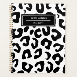 Agenda Impressão Mínima Moderna do Leopardo Negro