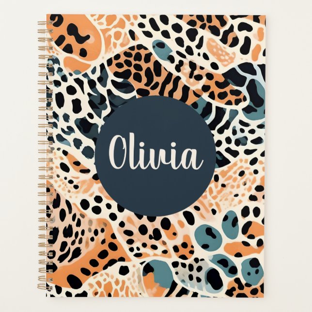 Agenda Impressão personalizada de Girafa Leopardo (Frente)