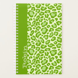 Agenda Impressão Personalizada de Leopardo Verde Whimsica