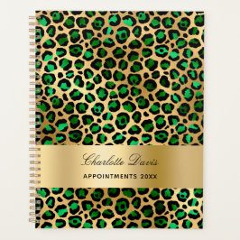 Agenda Impressão sobre o leopardo de ouro verde Emerald 2