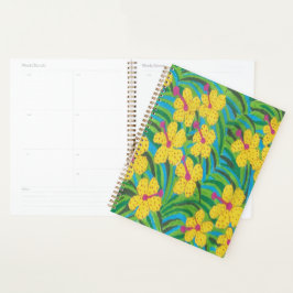 Agenda Impressão tropical de Hibiscus amarelo