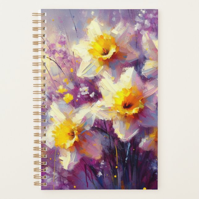 Agenda Impressionista Daffodil Floral Purple Yellow Art (Frente)