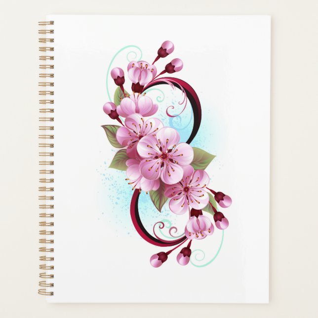 Agenda Infinidade com Flores de Flor Sakura (Frente)