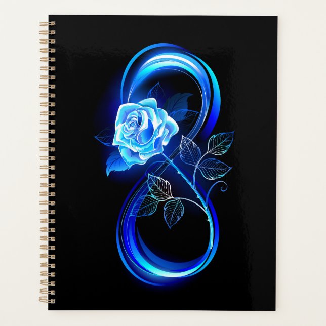 Agenda Infinito brilhante com rosa azul (Frente)