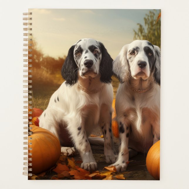 Agenda Inglês Setter Puppy Autumn Delight Pumpkin (Frente)