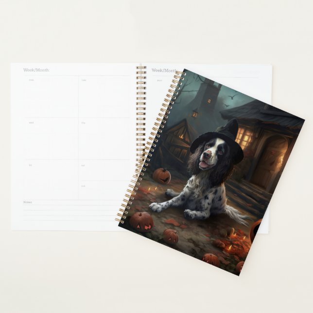 Agenda Inglês Springer Spaniel Pumpkins Halloween Scary (Exibição)