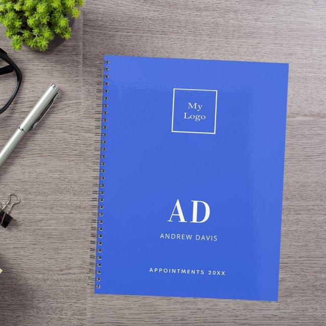 Agenda Iniciais do monograma azul real 2026 (Criador carregado)