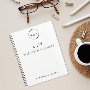 Agenda Iniciais do Monograma do Logotipo Comercial Branco