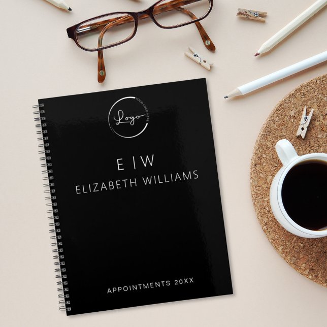 Agenda Iniciais do Monograma do Logotipo Comercial Preto  (Criador carregado)