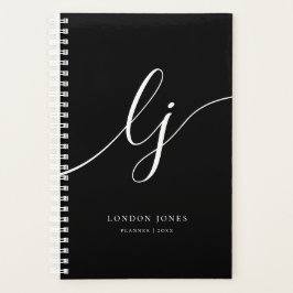 Agenda Iniciais do Monograma Iniciais Pretos para Empresa