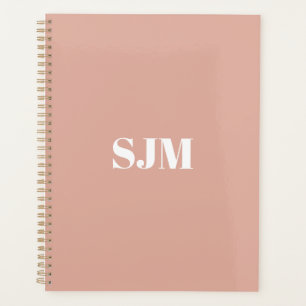 Agenda Iniciais minimalistas de monograma rosa empoeirado