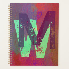 Agenda Iniciais Monograma Arte Grunge Funk Roxo Verde