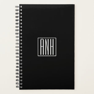 Agenda Iniciais Monograma Branco no Preto