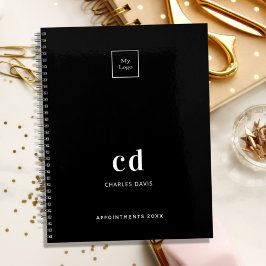 Agenda Iniciais monograma preto e branco logotipo empresa