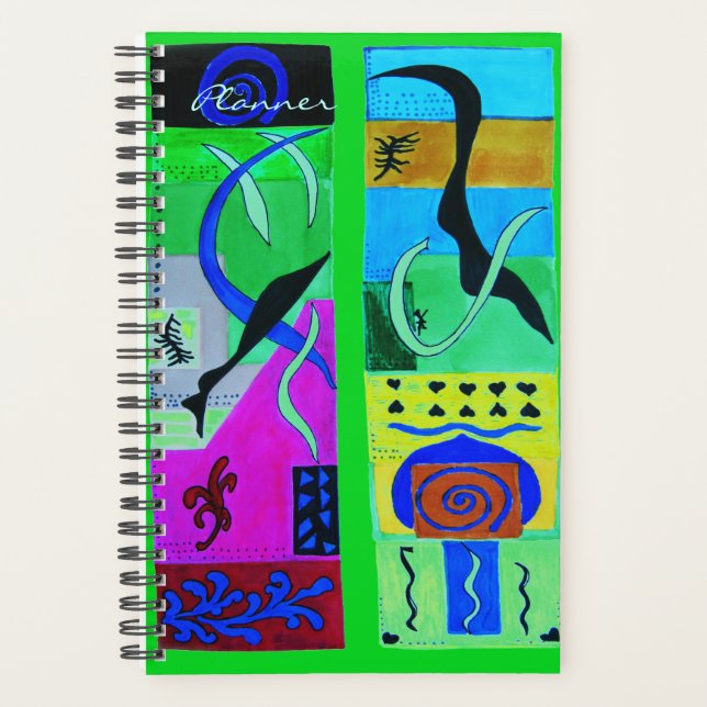 Agenda Inspiração Abstrato Azul Moderna de Matisse (Frente)