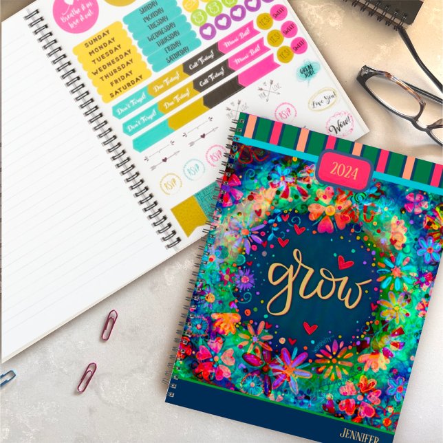 Agenda Inspirador Bonito Floral Cresce Divertido Personal (Criador carregado)