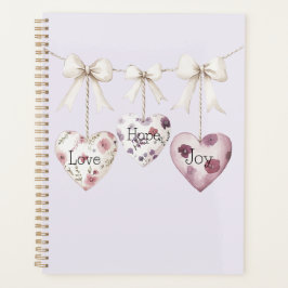Agenda Inspirational Floral Love Hope Joy Hearts Bow