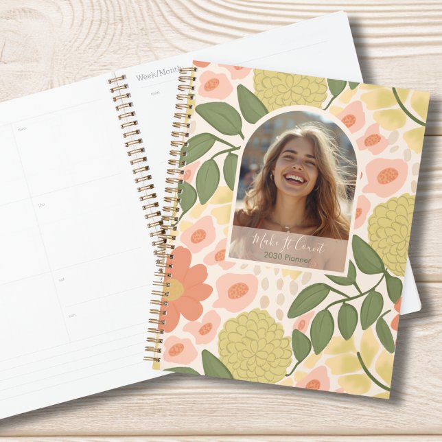 Agenda Inspirational Floral Photo Weekly Monthly Planner (Modern Floral Personalized Planner)
