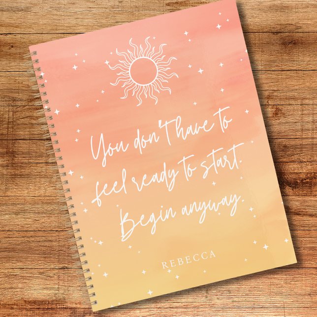 Agenda Inspirational Quote Mystic Sun Personalized Name  (Inspirational Quote Mystic Sun Personalized Name Planner)