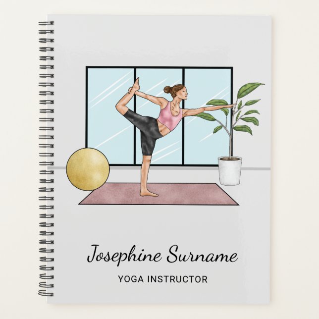 Agenda Instrutor de Yoga Dançarino em Pose Professor Nome (Frente)
