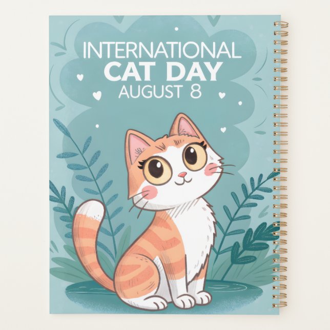 Agenda International Cat Day Cute Whimsical Cat Art (Verso)