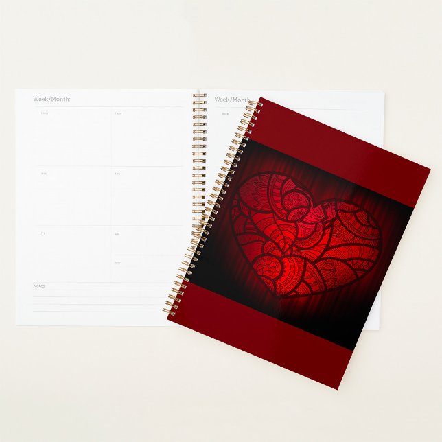 Agenda Intrate Red Mandala Heart Romantic Boho Patterno (Criador carregado)