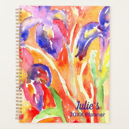 Agenda Iris Flower Watercolor Painting