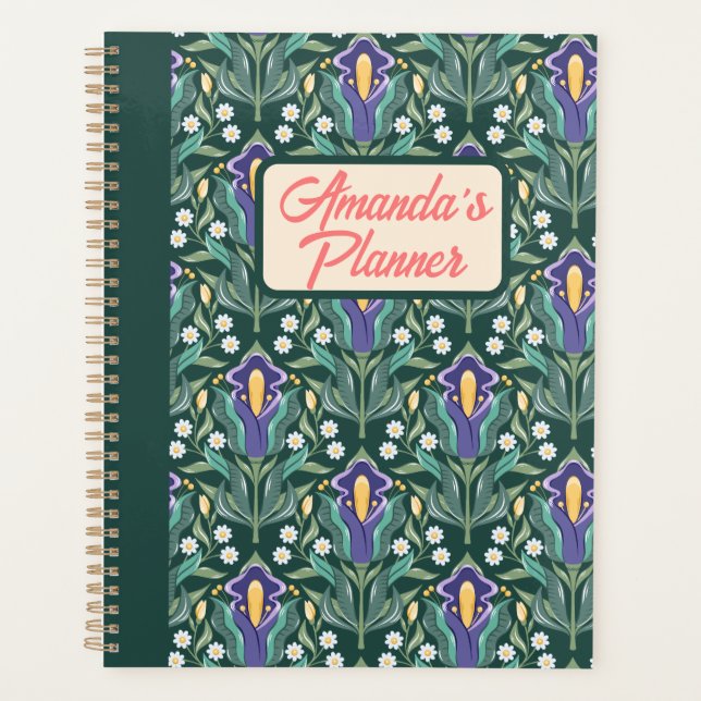 Agenda Íris Magic Planner - Padrão de Flor (Frente)