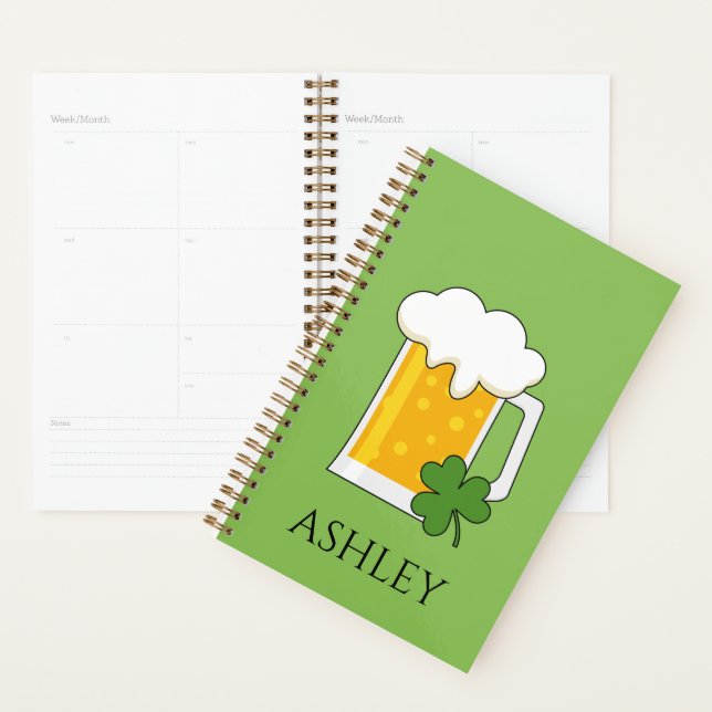 Agenda Irish Beer Mug com Shamrock Clover | Personalizar (Exibição)