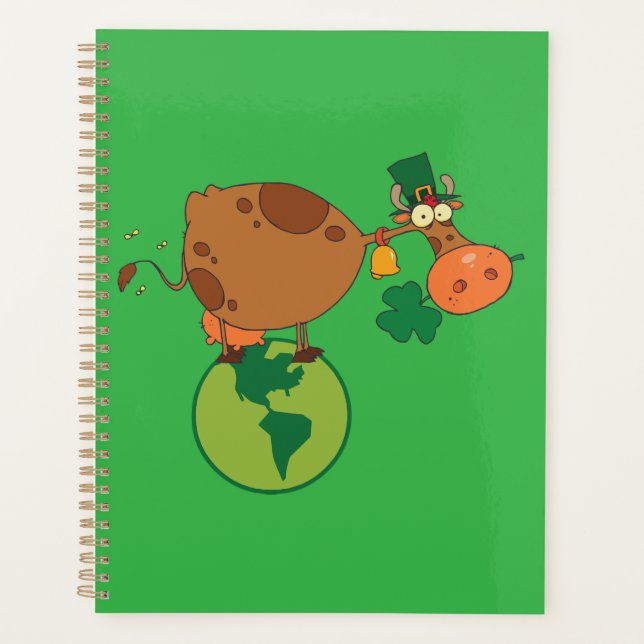 Agenda Irish Leprechaun Cow Standing on Planet Earth (Frente)