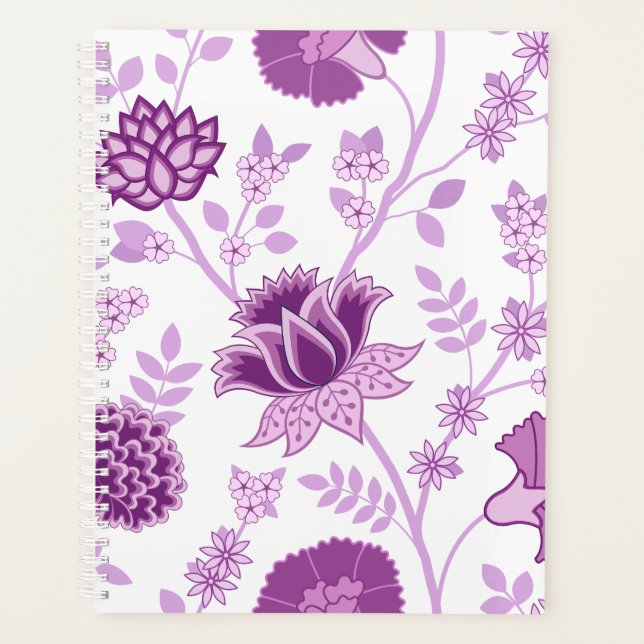 Agenda Jacobean Floral Lg Pattern Pinks em Branco (Frente)