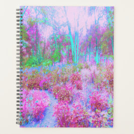 Agenda Jardim Abstrato de Rosa Impressionista e Turquesa