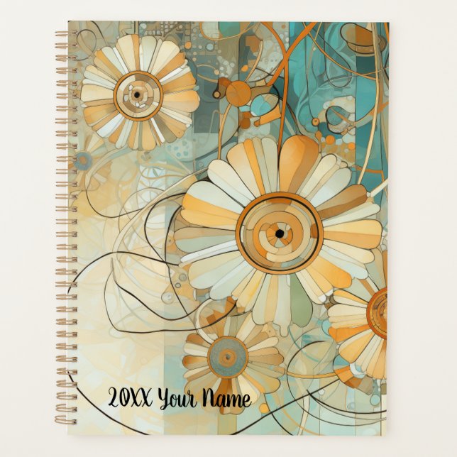 Agenda Jardim da Flor Abstrato de Pêssego e Leve (Frente)