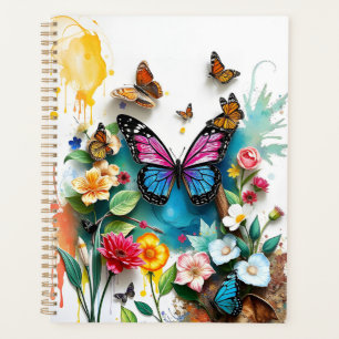 Agenda Jardim de Borboleta Vibrante Design de Primavera