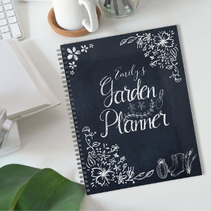 Agenda Jardim de Lousa Preta Floral Rústica