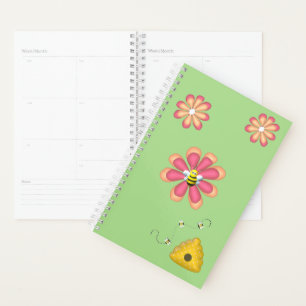 Agenda Jardim de primavera com Abelhas e Flores