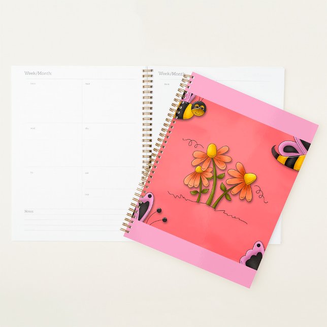 Agenda Jardim de Primavera cor-de-rosa e flores (Criador carregado)