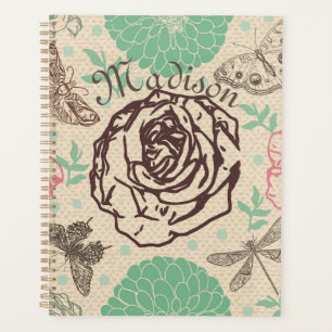 Agenda Jardim de Rosa Floral de Vintage Personalizado