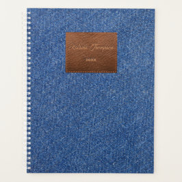 Agenda Jeans Azul Escuro Moderno de Ponta Textura de Cour