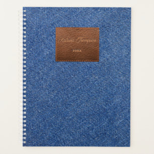 Agenda Jeans Azul Escuro Moderno de Ponta Textura de Cour