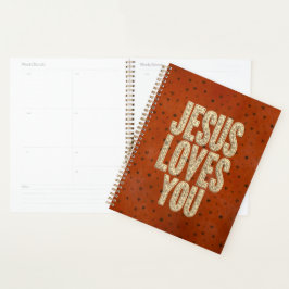 Agenda Jesus Ama Você Encorajamento Cristão Rústico